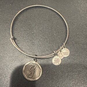 Alex and Ani Silver Charm Bangle with Initial 'J'